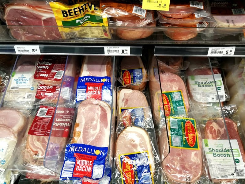 新西兰超市中的培根肉 Bacon 常见部位有哪几种？