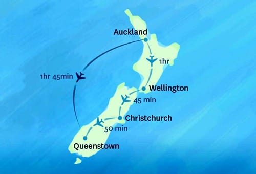 新西兰国内航线的飞行时间都是多少？