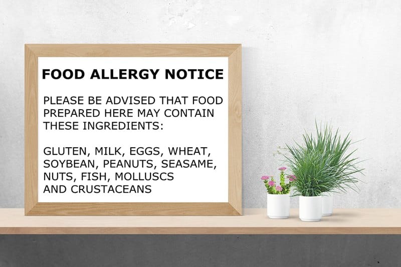 新西兰中餐馆食物过敏提示（警示）模板