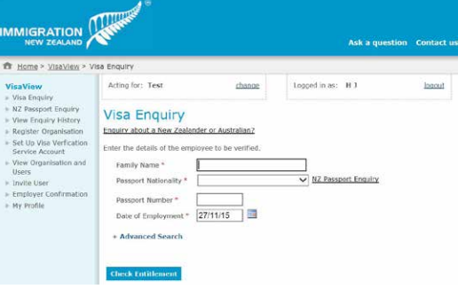 新西兰雇主检查雇员签证有效性的工具VisaView